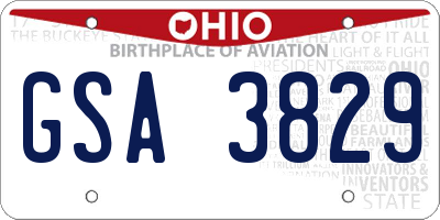 OH license plate GSA3829