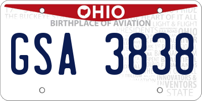 OH license plate GSA3838