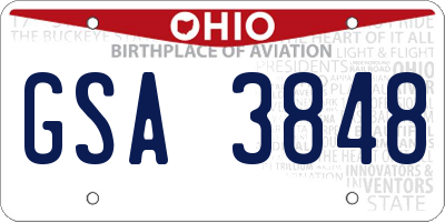 OH license plate GSA3848