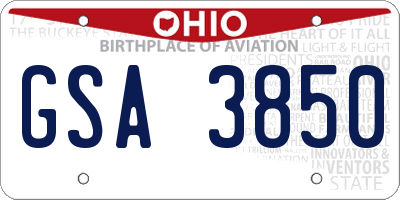 OH license plate GSA3850