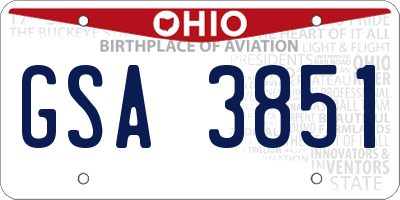 OH license plate GSA3851