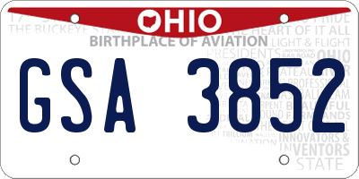OH license plate GSA3852