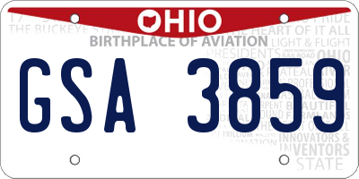 OH license plate GSA3859