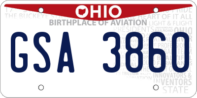 OH license plate GSA3860