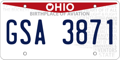 OH license plate GSA3871