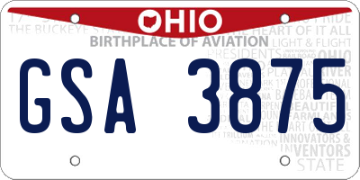 OH license plate GSA3875