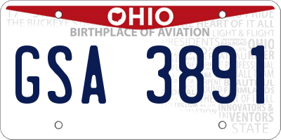 OH license plate GSA3891