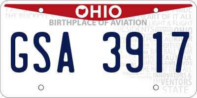OH license plate GSA3917