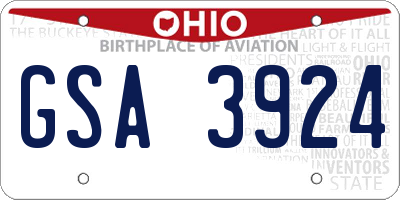 OH license plate GSA3924