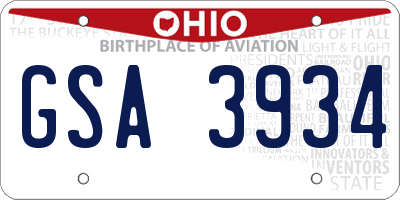 OH license plate GSA3934