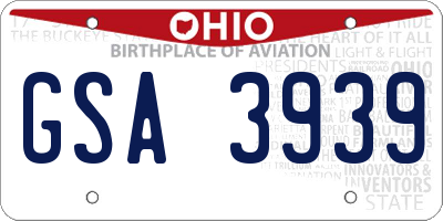 OH license plate GSA3939