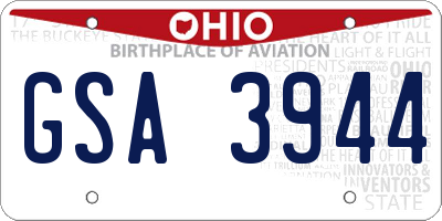OH license plate GSA3944