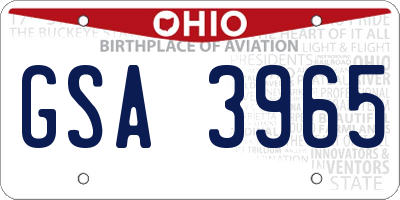 OH license plate GSA3965