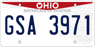 OH license plate GSA3971