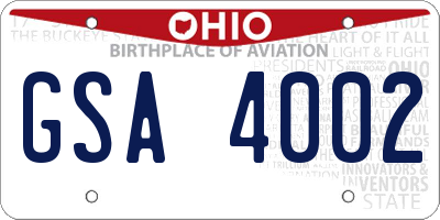 OH license plate GSA4002