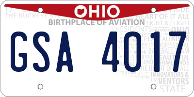 OH license plate GSA4017