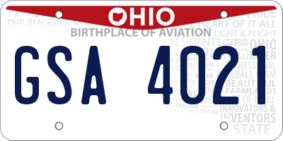 OH license plate GSA4021