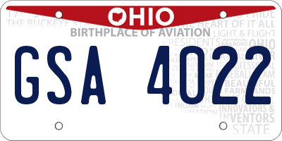 OH license plate GSA4022