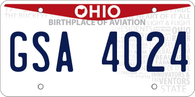 OH license plate GSA4024