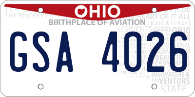 OH license plate GSA4026