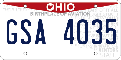 OH license plate GSA4035