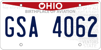 OH license plate GSA4062
