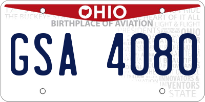 OH license plate GSA4080