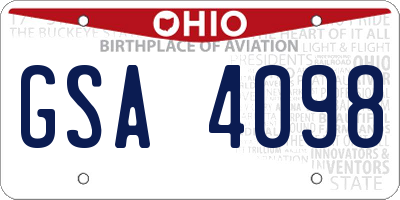 OH license plate GSA4098