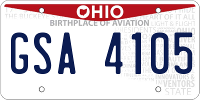 OH license plate GSA4105