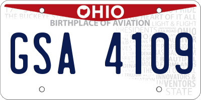 OH license plate GSA4109