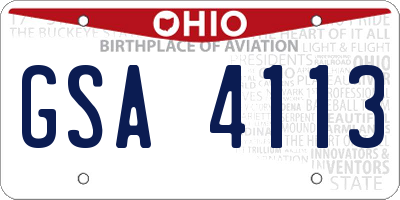 OH license plate GSA4113