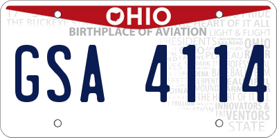 OH license plate GSA4114