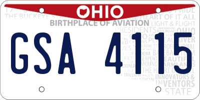 OH license plate GSA4115