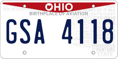 OH license plate GSA4118