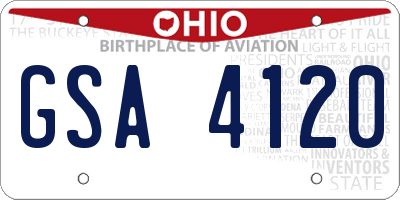 OH license plate GSA4120