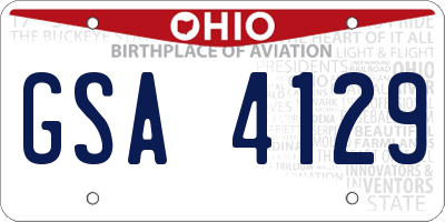 OH license plate GSA4129