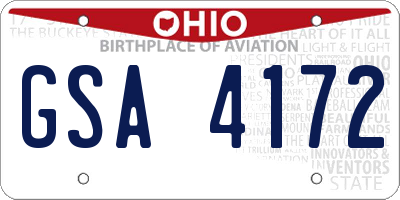 OH license plate GSA4172