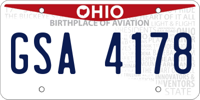 OH license plate GSA4178