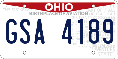 OH license plate GSA4189