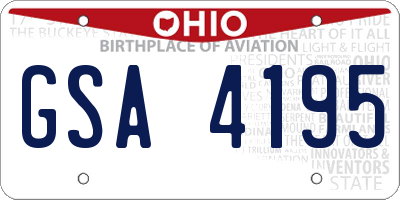 OH license plate GSA4195