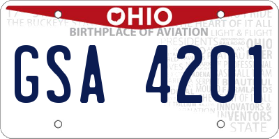 OH license plate GSA4201