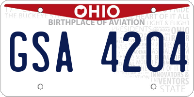 OH license plate GSA4204