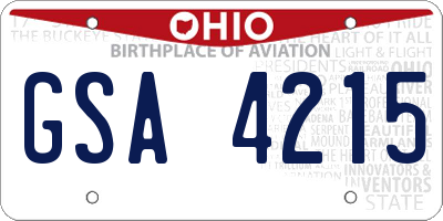 OH license plate GSA4215