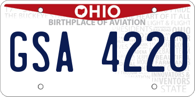 OH license plate GSA4220