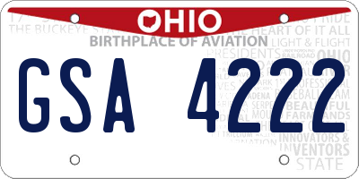 OH license plate GSA4222