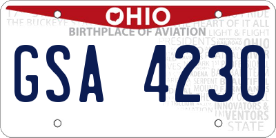 OH license plate GSA4230