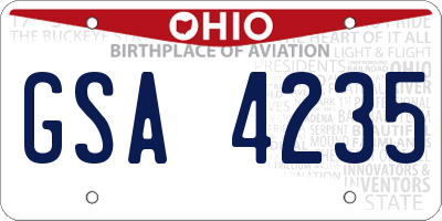 OH license plate GSA4235