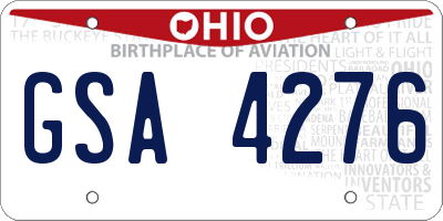 OH license plate GSA4276