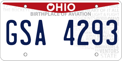 OH license plate GSA4293