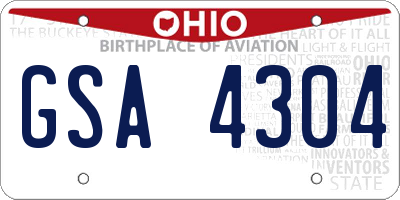 OH license plate GSA4304